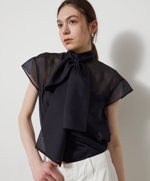Whim Gazette（ウィムガゼット）の「シアーボウタイブラウス（シャツ/ブラウス・レディース・ブラック/オフホワイト/ブラウン・FREE）」の21枚目の写真