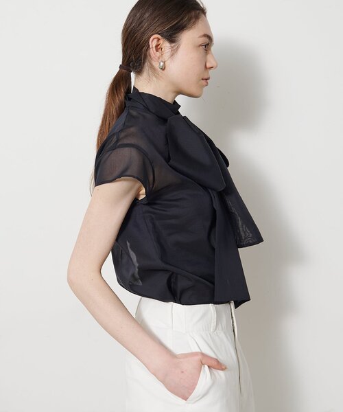 Whim Gazette（ウィムガゼット）の「シアーボウタイブラウス（シャツ/ブラウス・レディース・ブラック/オフホワイト/ブラウン・FREE）」の20枚目の写真