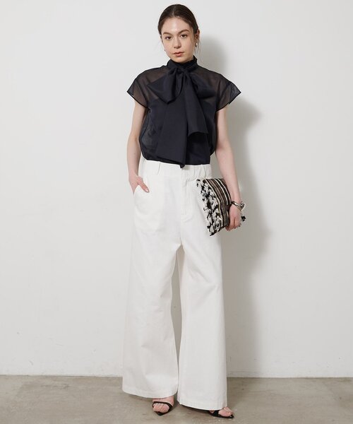 Whim Gazette（ウィムガゼット）の「シアーボウタイブラウス（シャツ/ブラウス・レディース・ブラック/オフホワイト/ブラウン・FREE）」の22枚目の写真