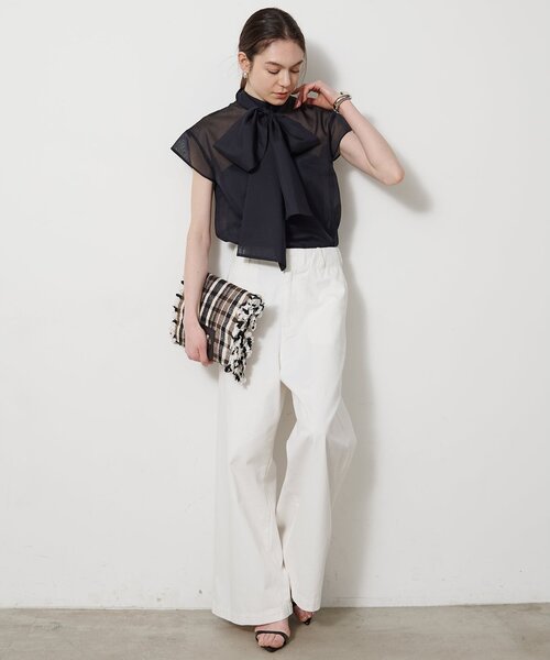 Whim Gazette（ウィムガゼット）の「シアーボウタイブラウス（シャツ/ブラウス・レディース・ブラック/オフホワイト/ブラウン・FREE）」の14枚目の写真