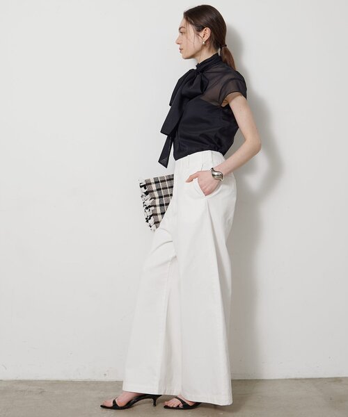 Whim Gazette（ウィムガゼット）の「シアーボウタイブラウス（シャツ/ブラウス・レディース・ブラック/オフホワイト/ブラウン・FREE）」の17枚目の写真