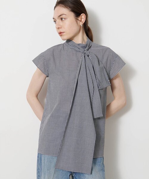 Whim Gazette（ウィムガゼット）の「シアーボウタイブラウス（シャツ/ブラウス・レディース・ブラック/オフホワイト/ブラウン・FREE）」の2枚目の写真