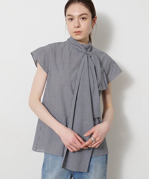 Whim Gazette（ウィムガゼット）の「シアーボウタイブラウス（シャツ/ブラウス・レディース・ブラック/オフホワイト/ブラウン・FREE）」の4枚目の写真