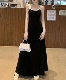 バイカラーキャミロングワンピース