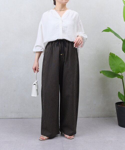 Jena espace merveilleux（ジェナ　エスパスメルヴェイユ）の「リネンストライプパンツ（その他パンツ・レディース・ブラック/ベージュ・FREE）」の11枚目の写真