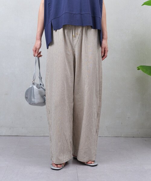 Jena espace merveilleux（ジェナ　エスパスメルヴェイユ）の「リネンストライプパンツ（その他パンツ・レディース・ブラック/ベージュ・FREE）」の17枚目の写真