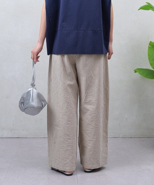 Jena espace merveilleux（ジェナ　エスパスメルヴェイユ）の「リネンストライプパンツ（その他パンツ・レディース・ブラック/ベージュ・FREE）」の18枚目の写真