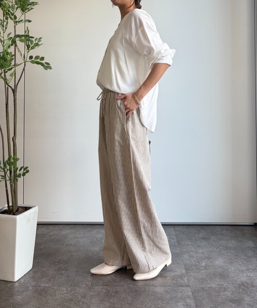Jena espace merveilleux（ジェナ　エスパスメルヴェイユ）の「リネンストライプパンツ（その他パンツ・レディース・ブラック/ベージュ・FREE）」の21枚目の写真