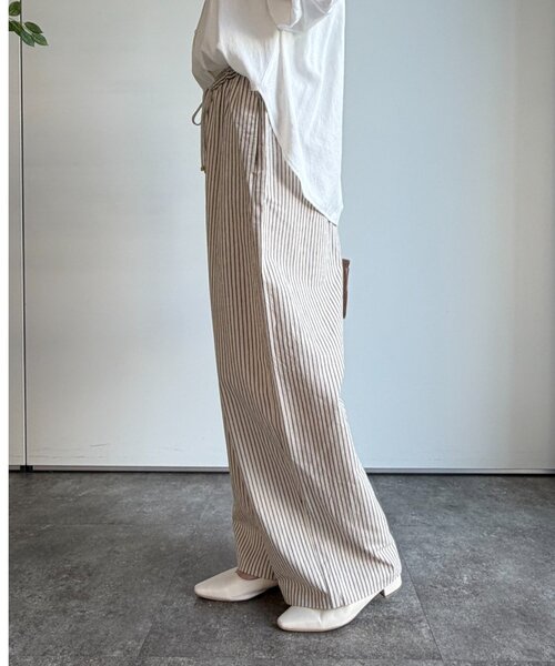 Jena espace merveilleux（ジェナ　エスパスメルヴェイユ）の「リネンストライプパンツ（その他パンツ・レディース・ブラック/ベージュ・FREE）」の4枚目の写真