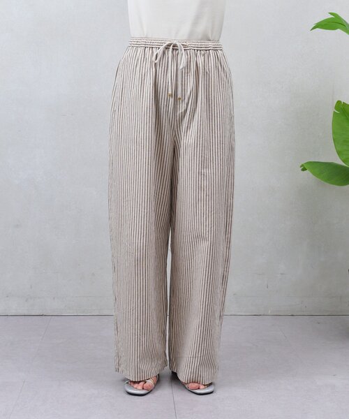 Jena espace merveilleux（ジェナ　エスパスメルヴェイユ）の「リネンストライプパンツ（その他パンツ・レディース・ブラック/ベージュ・FREE）」の5枚目の写真