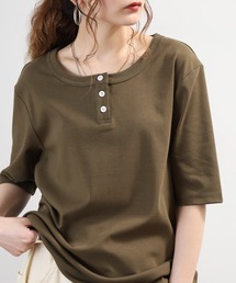 Arinomama ヘンリーネック Tシャツ 32sフライス編み 半端袖