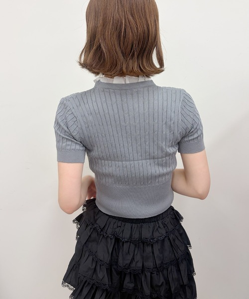 frunco(フランコ)の「【ZOZOTOWN限定】フリル付きVネックリブニット(ニット/セーター・レディース・グレー/ブラック・FREE)」の6枚目の写真