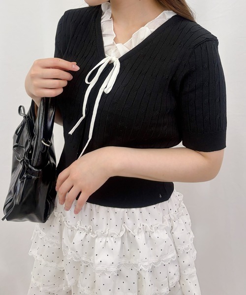 frunco(フランコ)の「【ZOZOTOWN限定】フリル付きVネックリブニット(ニット/セーター・レディース・グレー/ブラック・FREE)」の19枚目の写真