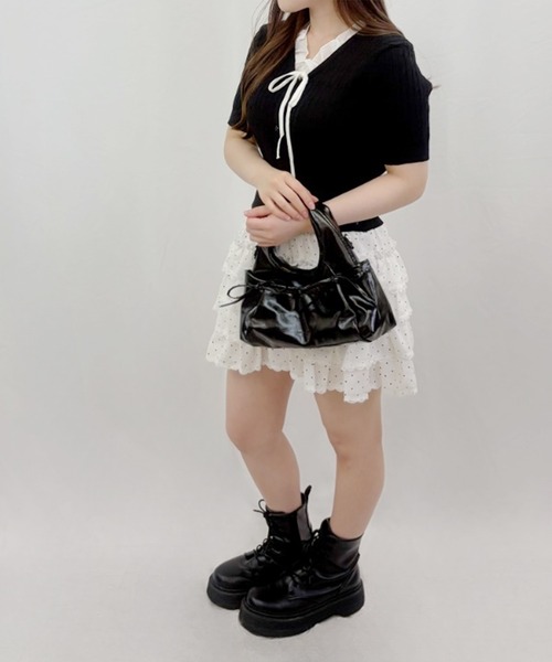 frunco(フランコ)の「【ZOZOTOWN限定】フリル付きVネックリブニット(ニット/セーター・レディース・グレー/ブラック・FREE)」の17枚目の写真