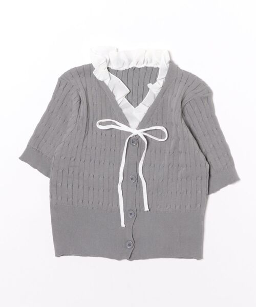 frunco(フランコ)の「【ZOZOTOWN限定】フリル付きVネックリブニット(ニット/セーター・レディース・グレー/ブラック・FREE)」の3枚目の写真