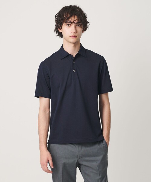 UNITED ARROWS（ユナイテッドアローズ）の「カノコ ワンピースカラー ポロシャツ COMFORT EASY-MODEL 抗菌防臭（ポロシャツ・メンズ・ネイビー/ライトグレー/ホワイト/ターコイズブルー系・L/S/XL/M）」の9枚目の写真