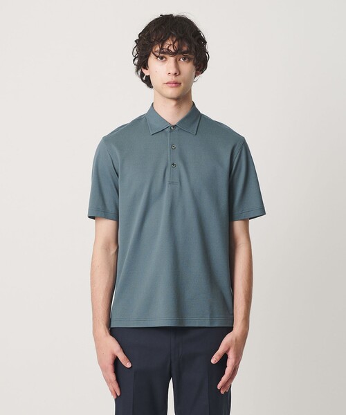 UNITED ARROWS（ユナイテッドアローズ）の「カノコ ワンピースカラー ポロシャツ COMFORT EASY-MODEL 抗菌防臭（ポロシャツ・メンズ・ネイビー/ライトグレー/ホワイト/ターコイズブルー系・L/S/XL/M）」の10枚目の写真