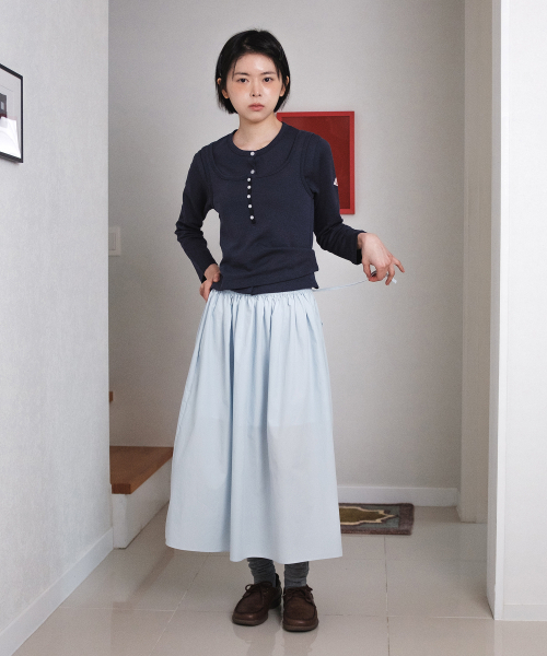 COTTON BELL(コットンベル)の「ストリングバンディングスカート - スカイブルー(スカート・レディース・その他・FREE)」の7枚目の写真