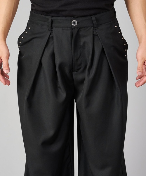 REGIEVO(レジエボ)の「スタッズ ワイドスラックス(スラックス・メンズ・ブラック・LARGE/MEDIUM)」の8枚目の写真