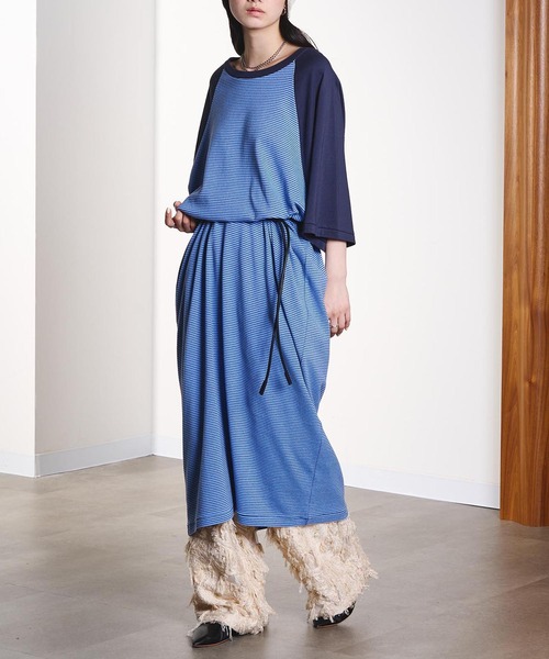 ROSE BUD(ローズバッド)の「(CREOLME)STRIPE RAGLAN DRESS(ワンピース・レディース・イエロー/ブルー・ONE SIZE)」の2枚目の写真