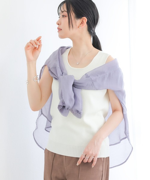 n'OrLABEL(ノアールレーベル)の「【接触冷感】冷感前後2wayニットタンクトップ(タンクトップ・レディース・オフホワイト/ライトグレー/ブラック・2/1)」の6枚目の写真