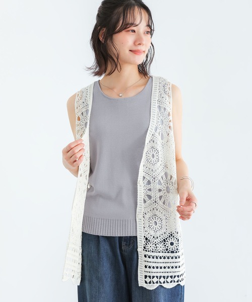 n'OrLABEL(ノアールレーベル)の「【接触冷感】冷感前後2wayニットタンクトップ(タンクトップ・レディース・オフホワイト/ライトグレー/ブラック・2/1)」の9枚目の写真