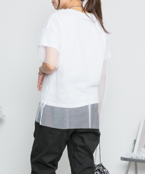 RCD（アールシーディー）の「ロゴT×チュールTコンパクトアンサンブル（Tシャツ/カットソー・レディース・ホワイト×ブラック/ホワイト×ホワイト・FREE）」の5枚目の写真