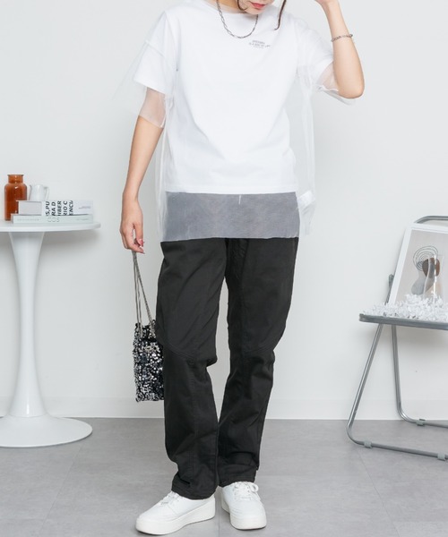RCD（アールシーディー）の「ロゴT×チュールTコンパクトアンサンブル（Tシャツ/カットソー・レディース・ホワイト×ブラック/ホワイト×ホワイト・FREE）」の11枚目の写真