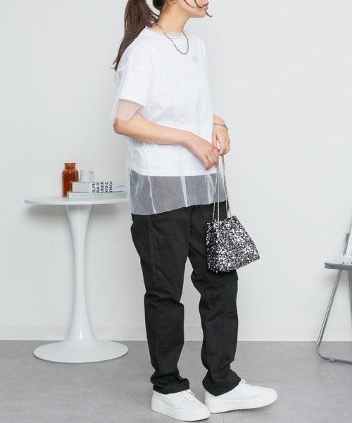 RCD（アールシーディー）の「ロゴT×チュールTコンパクトアンサンブル（Tシャツ/カットソー・レディース・ホワイト×ブラック/ホワイト×ホワイト・FREE）」の12枚目の写真