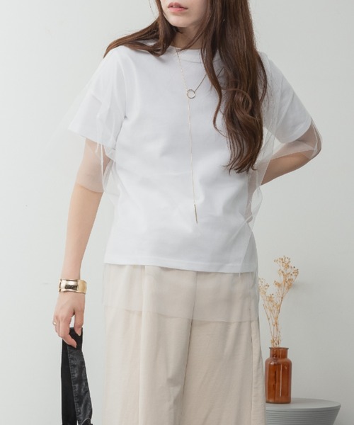 RCD（アールシーディー）の「ロゴT×チュールTコンパクトアンサンブル（Tシャツ/カットソー・レディース・ホワイト×ブラック/ホワイト×ホワイト・FREE）」の7枚目の写真