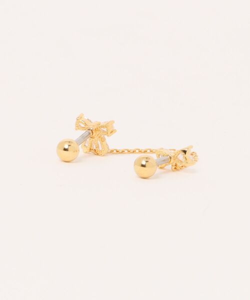 Peony(ピオニー)の「【Peony/ピオニー】ダブルリボン 片耳用 チェーンピアス【アレルギー対応】(ピアス(片耳用)・レディース・ゴールド・FREE)」の6枚目の写真