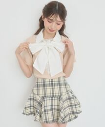 シャツドッキングリボンタイニット