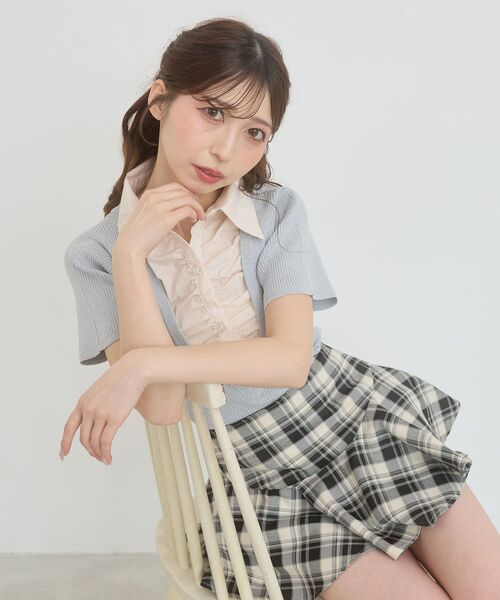 MAJESTIC LEGON(マジェスティックレゴン)の「シャツドッキングリボンタイニット(ニット/セーター・レディース・ブラック/ピンクベージュ/アイボリー/グレー・MEDIUM)」の14枚目の写真