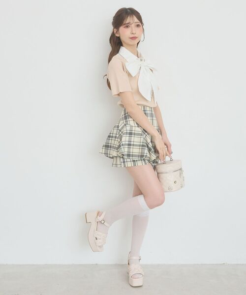 MAJESTIC LEGON(マジェスティックレゴン)の「シャツドッキングリボンタイニット(ニット/セーター・レディース・ブラック/ピンクベージュ/アイボリー/グレー・MEDIUM)」の22枚目の写真