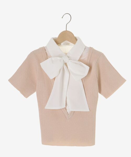 MAJESTIC LEGON(マジェスティックレゴン)の「シャツドッキングリボンタイニット(ニット/セーター・レディース・ブラック/ピンクベージュ/アイボリー/グレー・MEDIUM)」の10枚目の写真