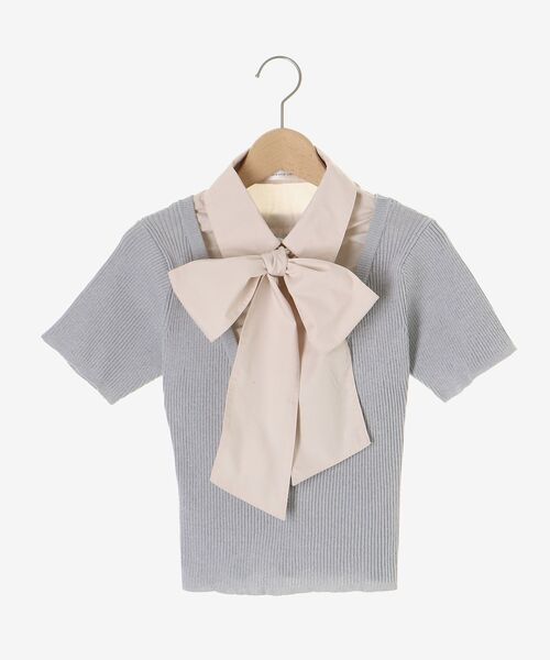MAJESTIC LEGON(マジェスティックレゴン)の「シャツドッキングリボンタイニット(ニット/セーター・レディース・ブラック/ピンクベージュ/アイボリー/グレー・MEDIUM)」の11枚目の写真