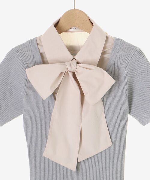 MAJESTIC LEGON(マジェスティックレゴン)の「シャツドッキングリボンタイニット(ニット/セーター・レディース・ブラック/ピンクベージュ/アイボリー/グレー・MEDIUM)」の14枚目の写真