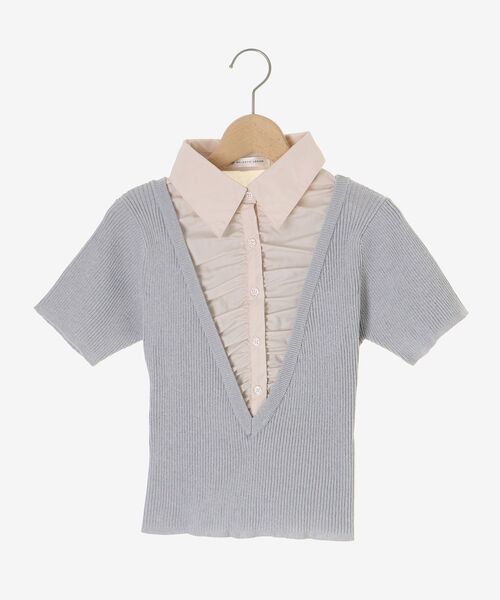 MAJESTIC LEGON(マジェスティックレゴン)の「シャツドッキングリボンタイニット(ニット/セーター・レディース・ブラック/ピンクベージュ/アイボリー/グレー・MEDIUM)」の17枚目の写真