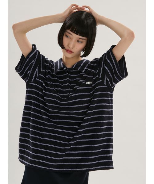 emmi(エミ)の「emmiロゴパイルポロトップス【セットアップ対応】(ポロシャツ・レディース・グレー/ネイビー/ライトピンク・F)」の9枚目の写真