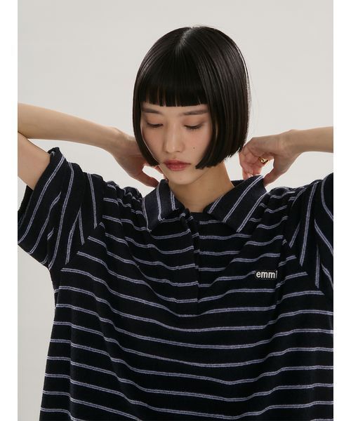 emmi(エミ)の「emmiロゴパイルポロトップス【セットアップ対応】(ポロシャツ・レディース・グレー/ネイビー/ライトピンク・F)」の10枚目の写真