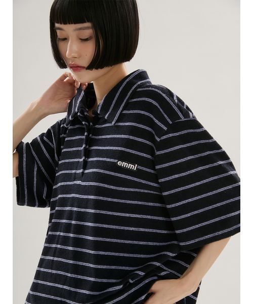 emmi(エミ)の「emmiロゴパイルポロトップス【セットアップ対応】(ポロシャツ・レディース・グレー/ネイビー/ライトピンク・F)」の13枚目の写真