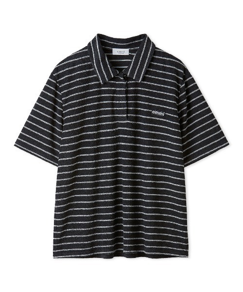 emmi(エミ)の「emmiロゴパイルポロトップス【セットアップ対応】(ポロシャツ・レディース・グレー/ネイビー/ライトピンク・F)」の8枚目の写真