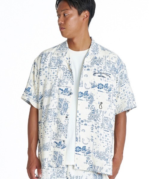 Quiksilver（クイックシルバー）の「クイックシルバー QUIKSILVER MERCURY PAISLEY OPEN SHIRT（シャツ/ブラウス・メンズ・アイボリー/ブルー・M/L/LL）」の2枚目の写真