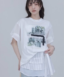 Eimee Law（エイミーロウ）の「フォトコラージュプリント メッシュスリーブTシャツ（Tシャツ/カットソー）」