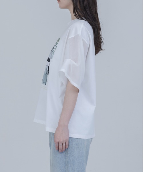 Eimee Law（エイミーロウ）の「フォトコラージュプリント メッシュスリーブTシャツ（Tシャツ/カットソー・レディース・オフホワイト/ブラック/ブラウン・FREE）」の20枚目の写真