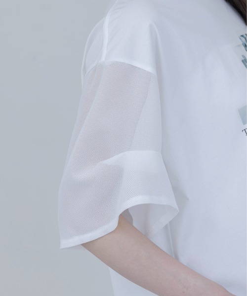 Eimee Law（エイミーロウ）の「フォトコラージュプリント メッシュスリーブTシャツ（Tシャツ/カットソー・レディース・オフホワイト/ブラック/ブラウン・FREE）」の14枚目の写真