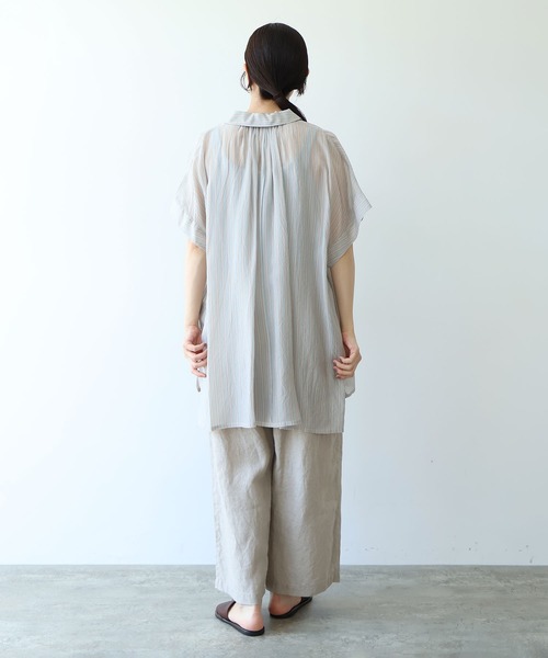 yuni(ユニ )の「washer Cu stripe kaftan tunic shirt(シャツ/ブラウス・レディース・ブルー/ブラウン・FREE)」の16枚目の写真