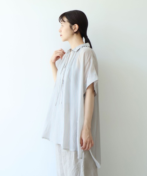 yuni(ユニ )の「washer Cu stripe kaftan tunic shirt(シャツ/ブラウス・レディース・ブルー/ブラウン・FREE)」の18枚目の写真