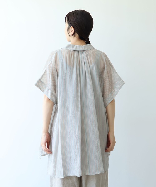 yuni(ユニ )の「washer Cu stripe kaftan tunic shirt(シャツ/ブラウス・レディース・ブルー/ブラウン・FREE)」の19枚目の写真