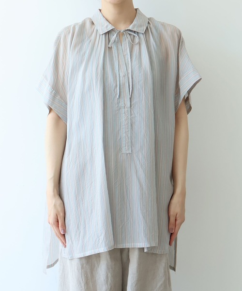 yuni(ユニ )の「washer Cu stripe kaftan tunic shirt(シャツ/ブラウス・レディース・ブルー/ブラウン・FREE)」の20枚目の写真